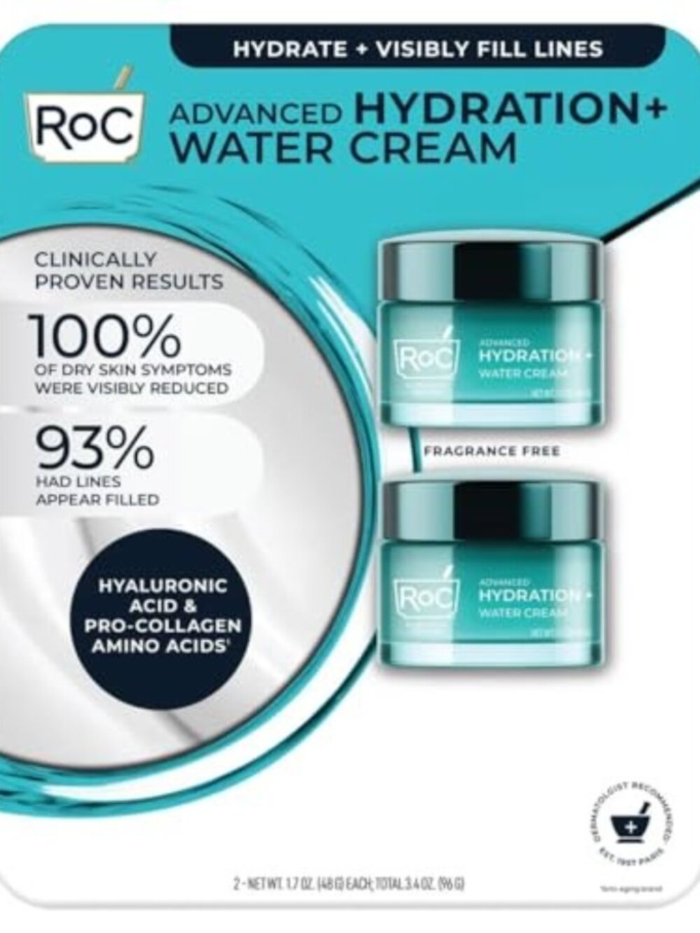 MSRP $65 | RoC Advanced Hydration+ Water Cream 2-Pack – 1.7 oz Each – NIB